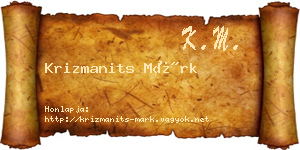 Krizmanits Márk névjegykártya